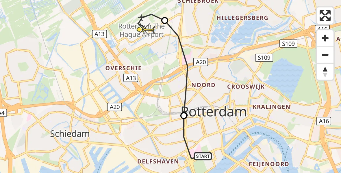 Routekaart van de vlucht: Lifeliner 2 naar Rotterdam The Hague Airport