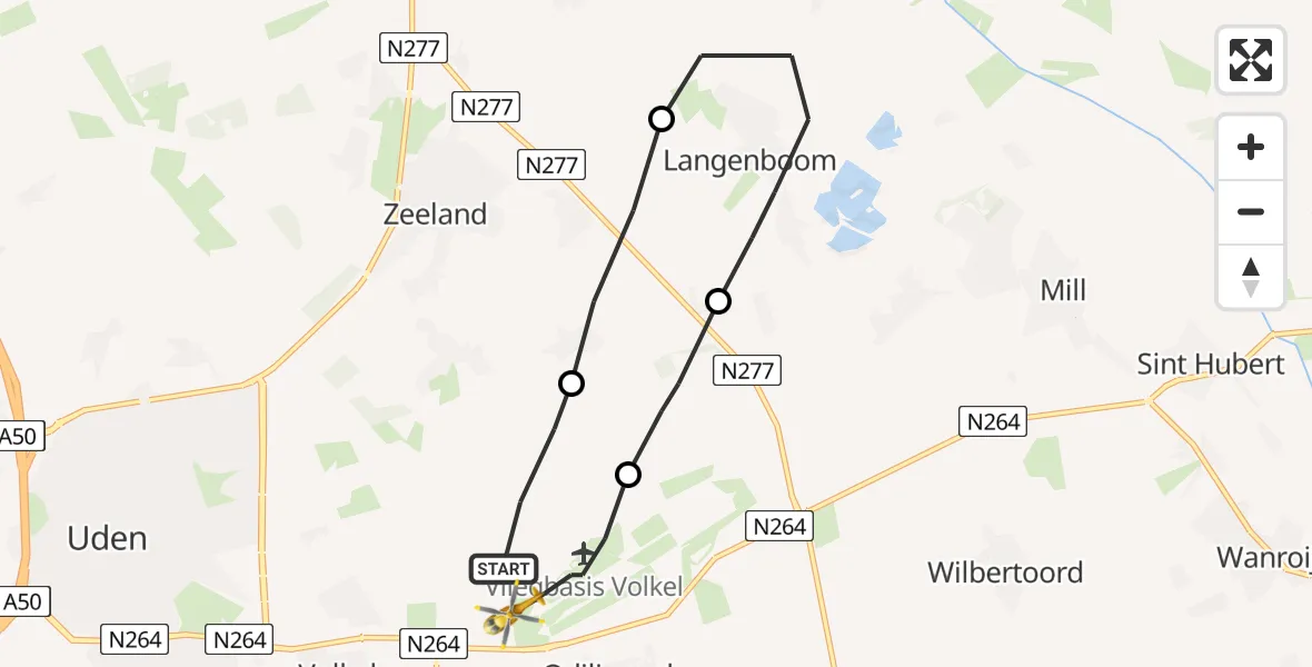 Vluchtroute Traumahelikopter Vliegbasis Volkel - Vliegbasis Volkel, 23 maart 2023, 07:04