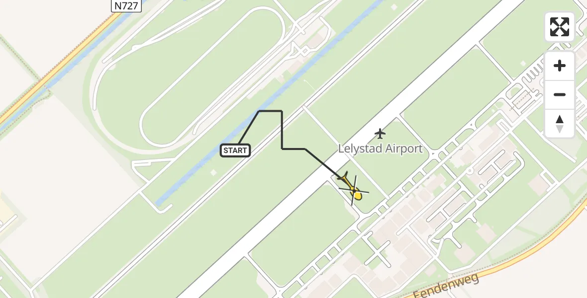 Vluchtroute Traumahelikopter van Lelystad Airport naar Lelystad Airport