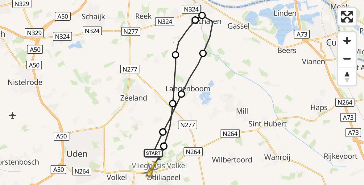 Vluchtroute Traumahelikopter Vliegbasis Volkel - Vliegbasis Volkel, 23 maart 2023, 11:11