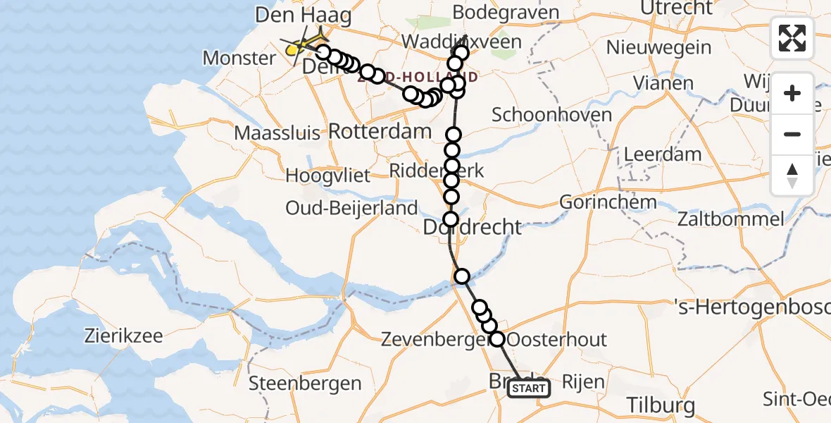 Routekaart van de vlucht: Lifeliner 2 naar Rijswijk