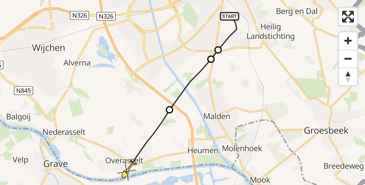 Routekaart van de vlucht: Lifeliner 3 naar Overasselt