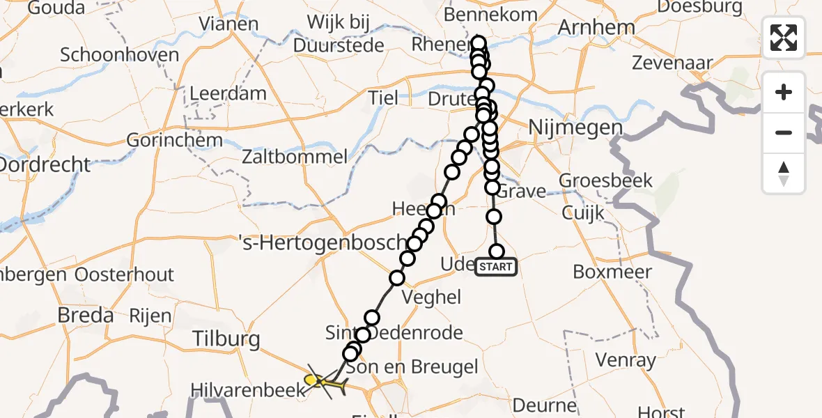 Routekaart van de vlucht: Lifeliner 3 naar Oirschot