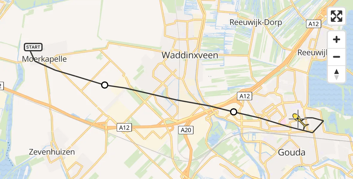 Routekaart van de vlucht: Lifeliner 2 naar Gouda