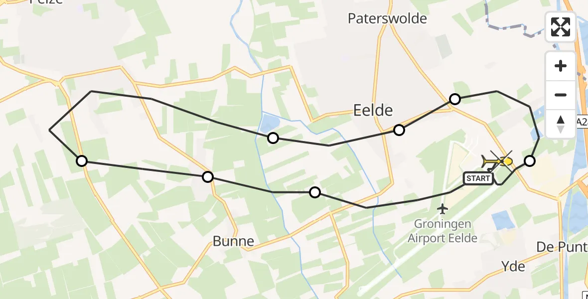 Routekaart van de vlucht: Lifeliner 4 naar Groningen Airport Eelde
