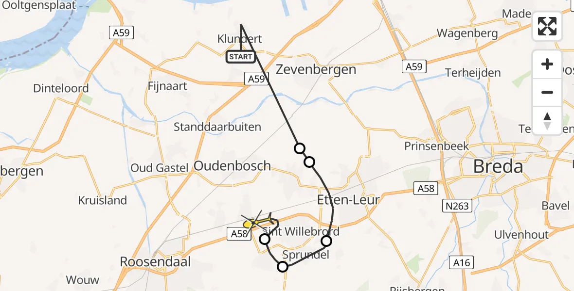 Routekaart van de vlucht: Politiehelikopter naar Breda International Airport