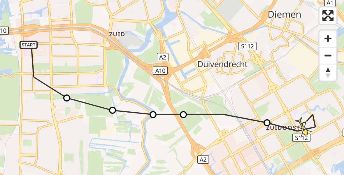 Routekaart van de vlucht: Lifeliner 1 naar Amsterdam