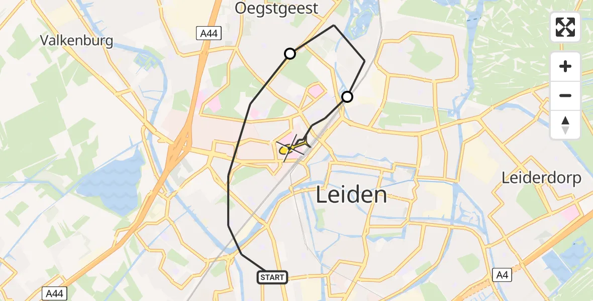 Routekaart van de vlucht: Lifeliner 2 naar Leiden