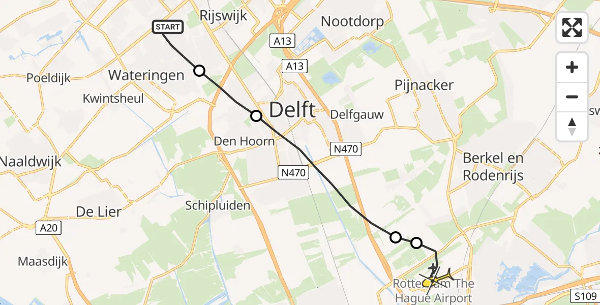 Routekaart van de vlucht: Lifeliner 2 naar Rotterdam The Hague Airport