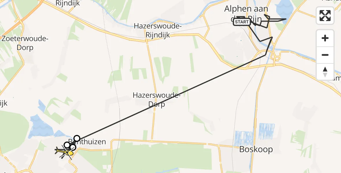 Routekaart van de vlucht: Politiehelikopter naar Zoetermeer