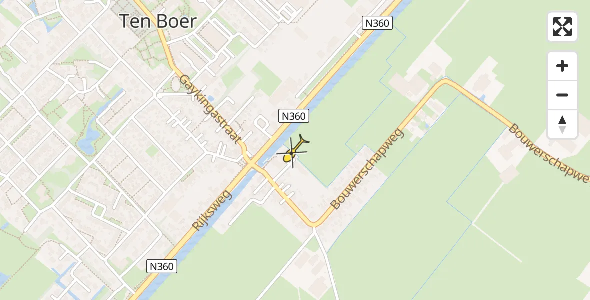 Routekaart van de vlucht: Lifeliner 4 naar Ten Boer