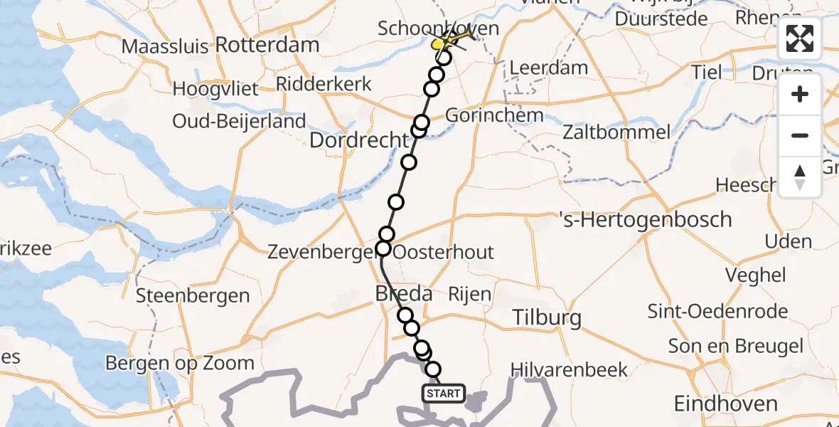 Routekaart van de vlucht: Lifeliner 2 naar Langerak