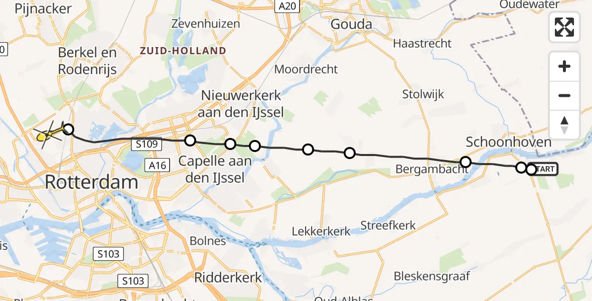 Routekaart van de vlucht: Lifeliner 2 naar Rotterdam The Hague Airport