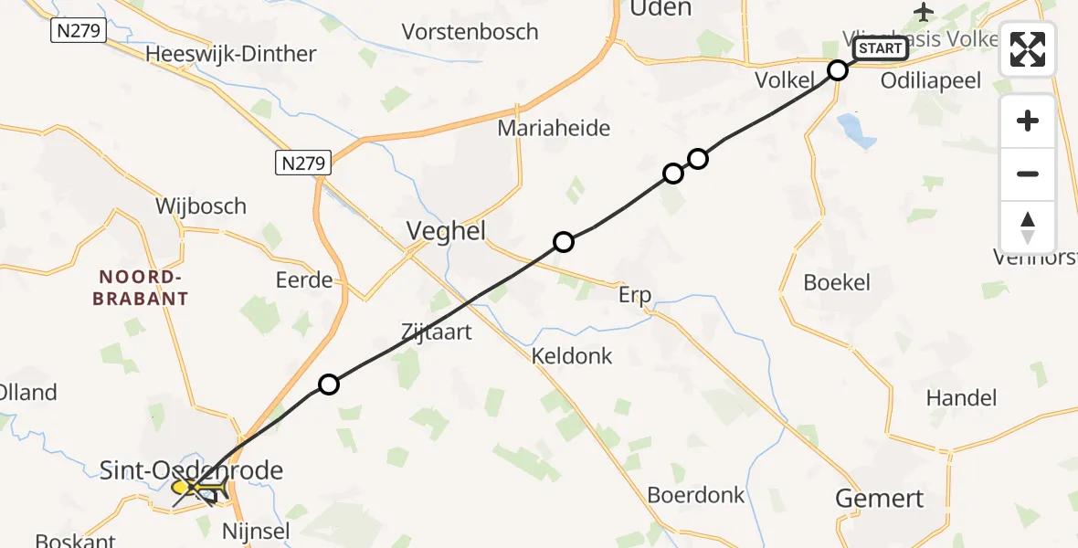 Routekaart van de vlucht: Lifeliner 3 naar Sint-Oedenrode