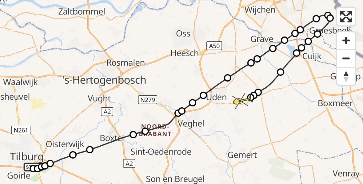 Routekaart van de vlucht: Lifeliner 3 naar Vliegbasis Volkel