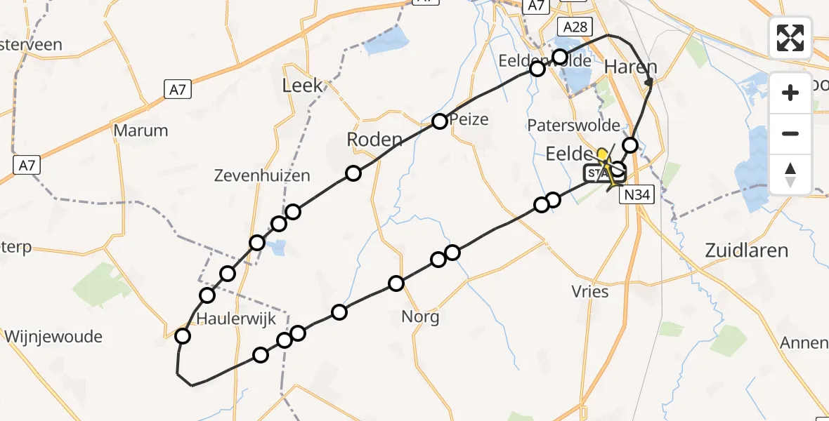 Routekaart van de vlucht: Lifeliner 4 naar Groningen Airport Eelde