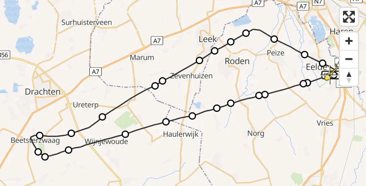Routekaart van de vlucht: Lifeliner 4 naar Groningen Airport Eelde