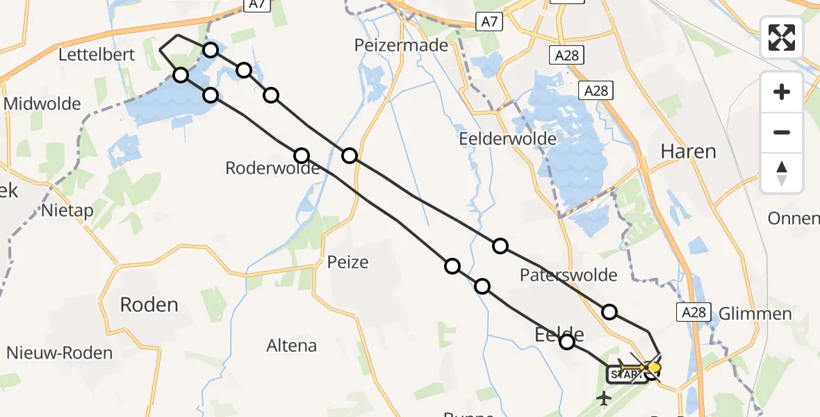 Routekaart van de vlucht: Lifeliner 4 naar Groningen Airport Eelde