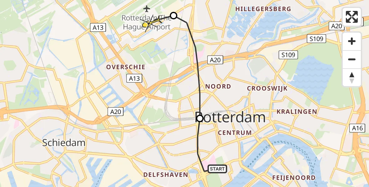 Routekaart van de vlucht: Lifeliner 2 naar Rotterdam The Hague Airport