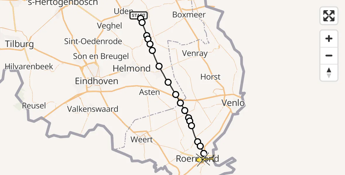 Routekaart van de vlucht: Lifeliner 3 naar Roermond