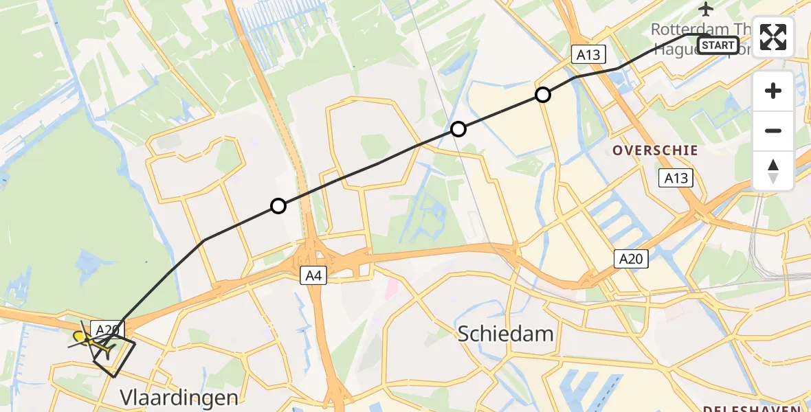 Routekaart van de vlucht: Lifeliner 2 naar Vlaardingen