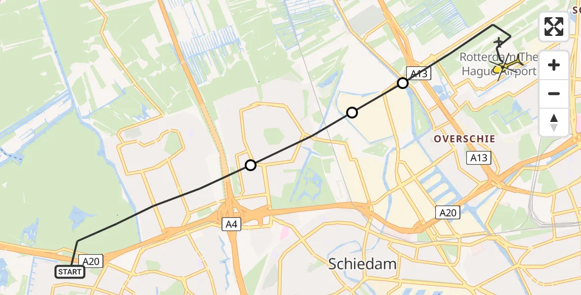 Routekaart van de vlucht: Lifeliner 2 naar Rotterdam The Hague Airport