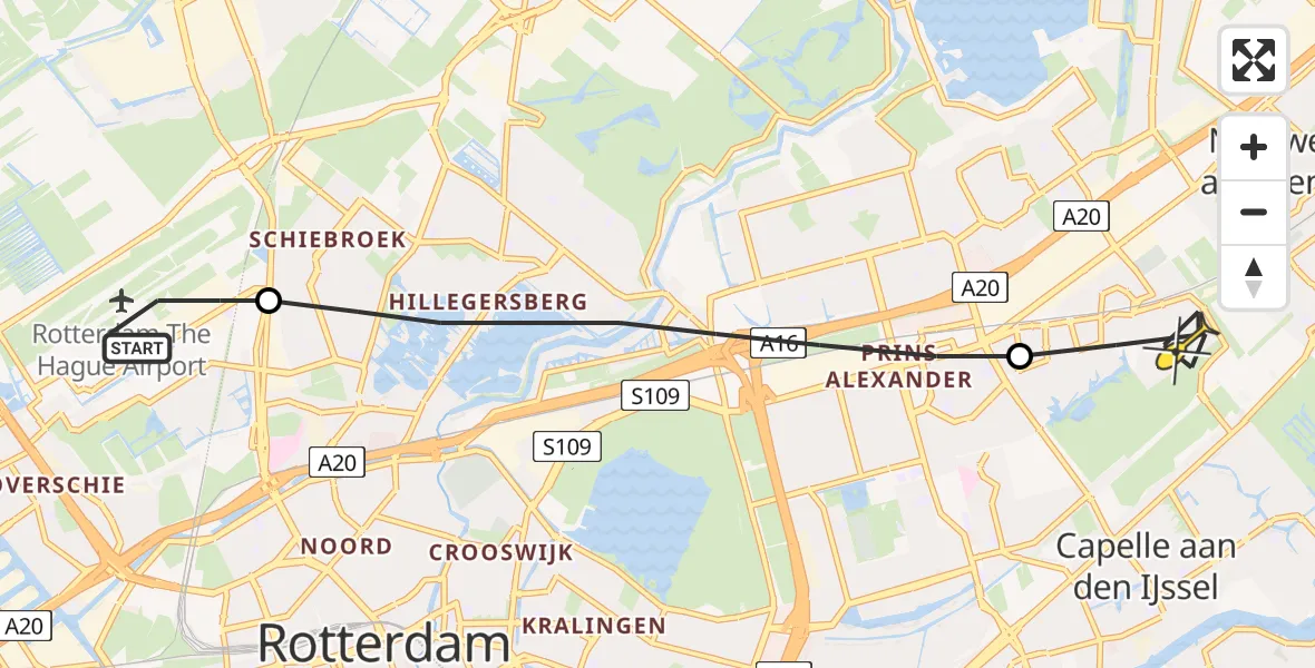 Routekaart van de vlucht: Lifeliner 2 naar Capelle aan den IJssel