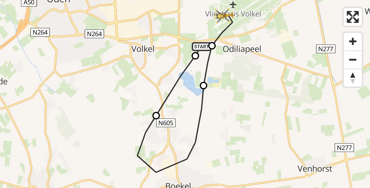 Vluchtroute Traumahelikopter Vliegbasis Volkel - Vliegbasis Volkel, 25 maart 2023, 17:36