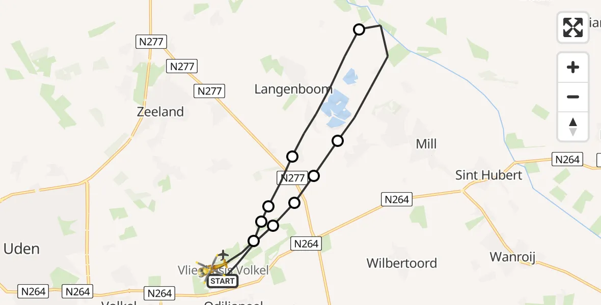 Vluchtroute Traumahelikopter Vliegbasis Volkel - Vliegbasis Volkel, 25 maart 2023, 19:00