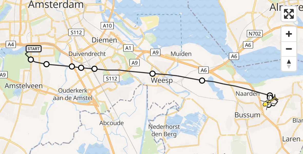 Routekaart van de vlucht: Lifeliner 1 naar Huizen