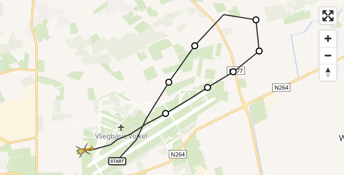 Vluchtroute Traumahelikopter Vliegbasis Volkel - Vliegbasis Volkel, 25 maart 2023, 23:09