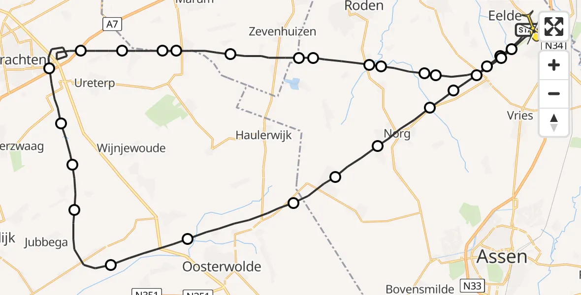 Routekaart van de vlucht: Lifeliner 4 naar Groningen Airport Eelde