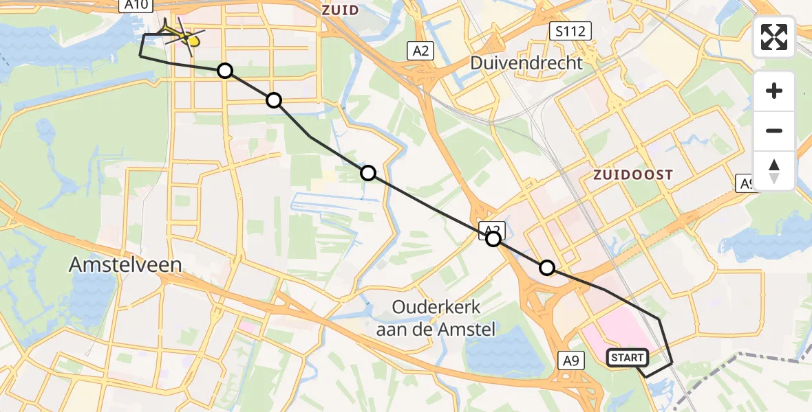 Routekaart van de vlucht: Lifeliner 1 naar VU Medisch Centrum Amsterdam