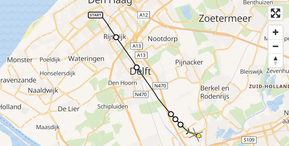 Routekaart van de vlucht: Lifeliner 2 naar Rotterdam The Hague Airport