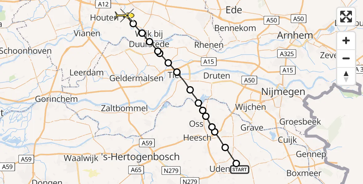 Routekaart van de vlucht: Lifeliner 3 naar Werkhoven