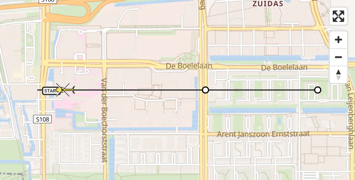 Routekaart van de vlucht: Lifeliner 1 naar VU Medisch Centrum Amsterdam