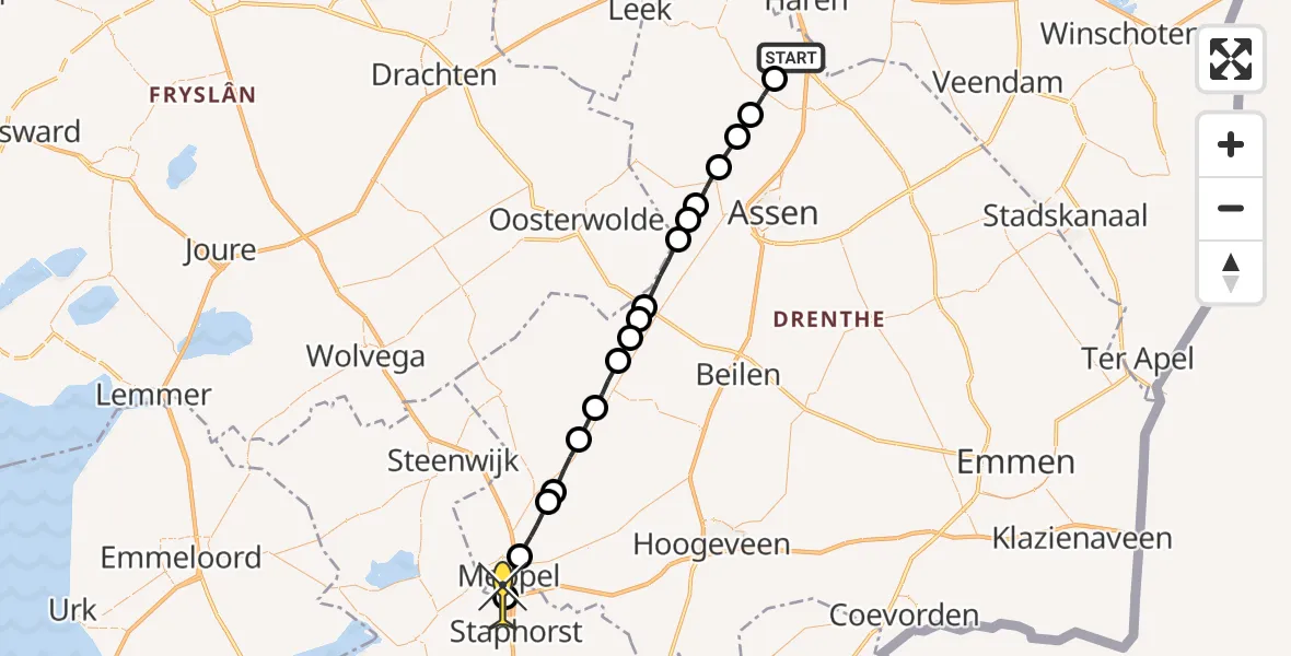 Routekaart van de vlucht: Lifeliner 4 naar Staphorst