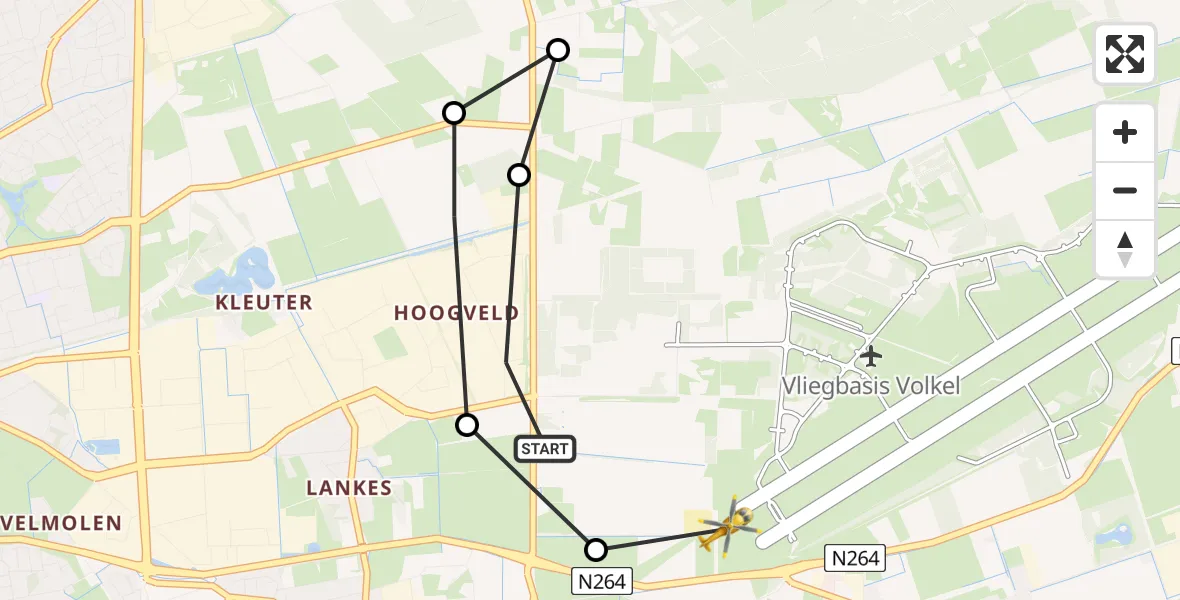 Vluchtroute Traumahelikopter Vliegbasis Volkel - Vliegbasis Volkel, 27 maart 2023, 05:52