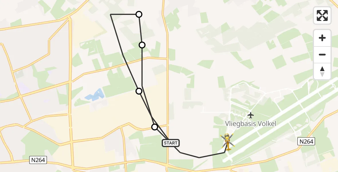 Vluchtroute Traumahelikopter Vliegbasis Volkel - Vliegbasis Volkel, 27 maart 2023, 09:20