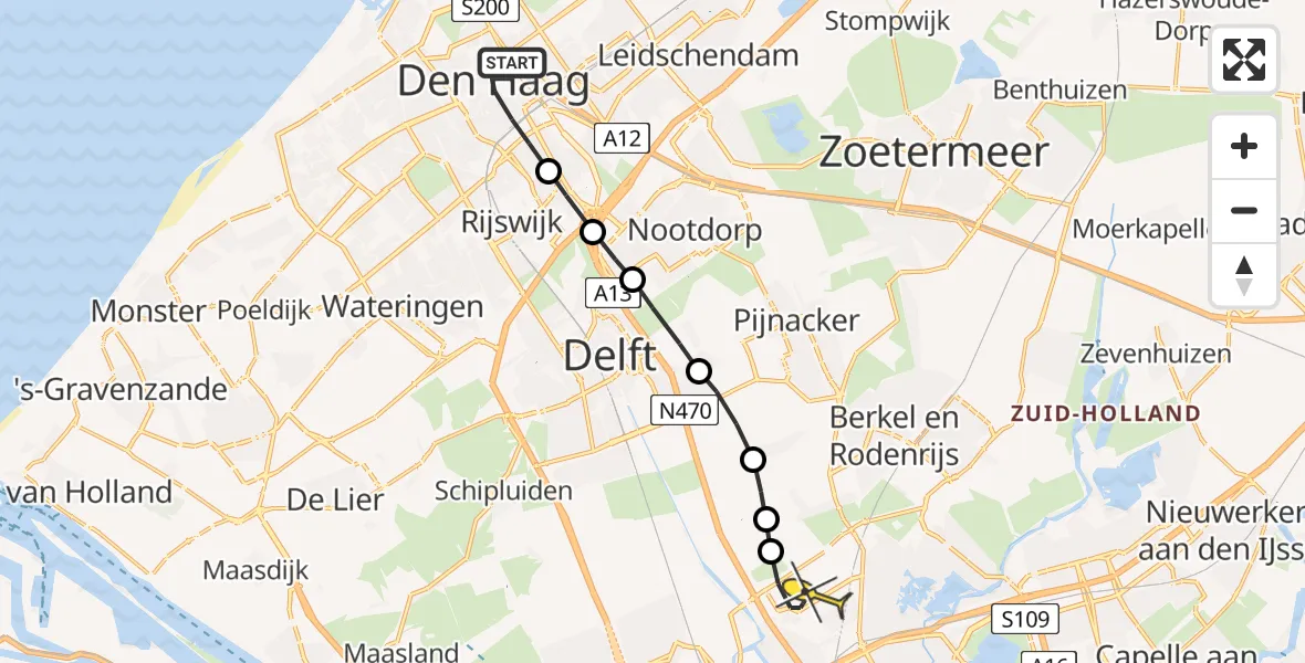 Routekaart van de vlucht: Lifeliner 2 naar Rotterdam The Hague Airport