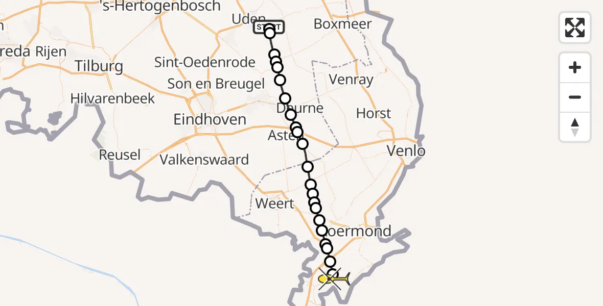 Routekaart van de vlucht: Lifeliner 3 naar Echt