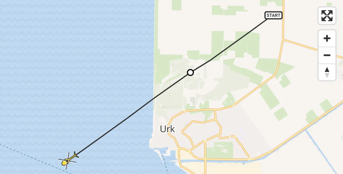 Routekaart van de vlucht: Politiehelikopter naar Urk