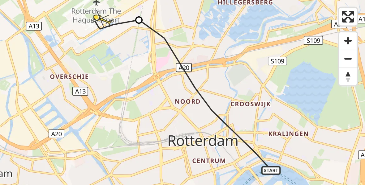 Routekaart van de vlucht: Lifeliner 2 naar Rotterdam The Hague Airport