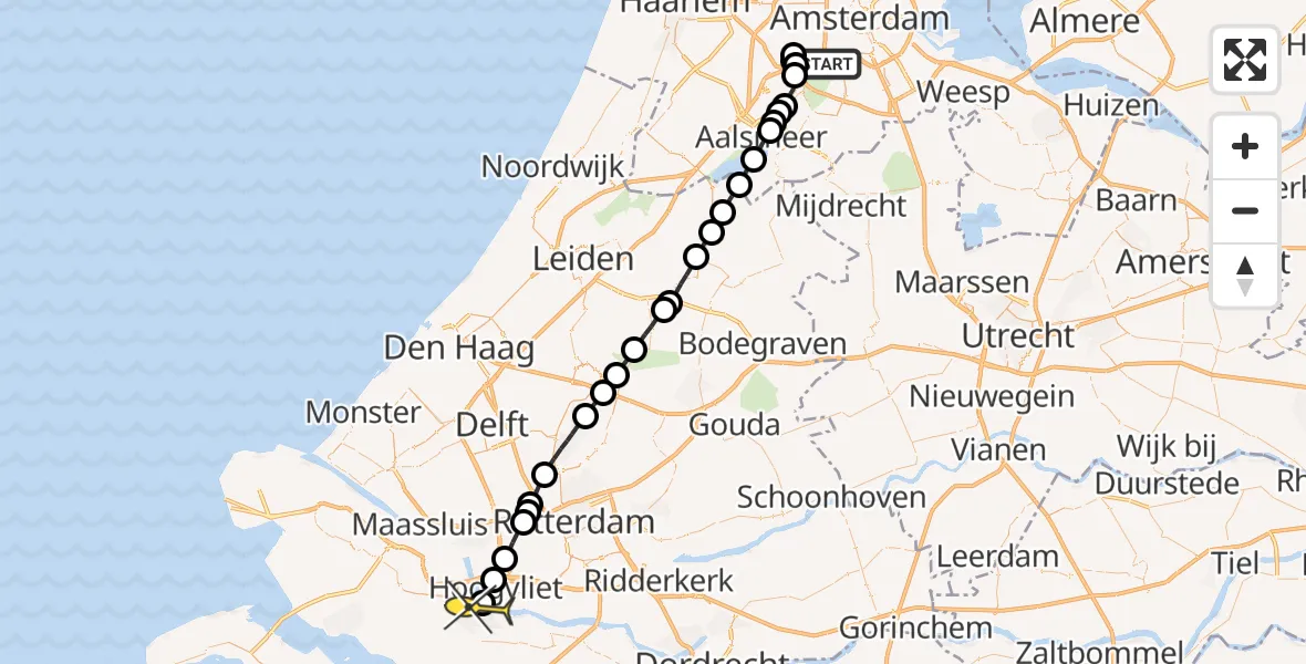 Routekaart van de vlucht: Lifeliner 1 naar Spijkenisse