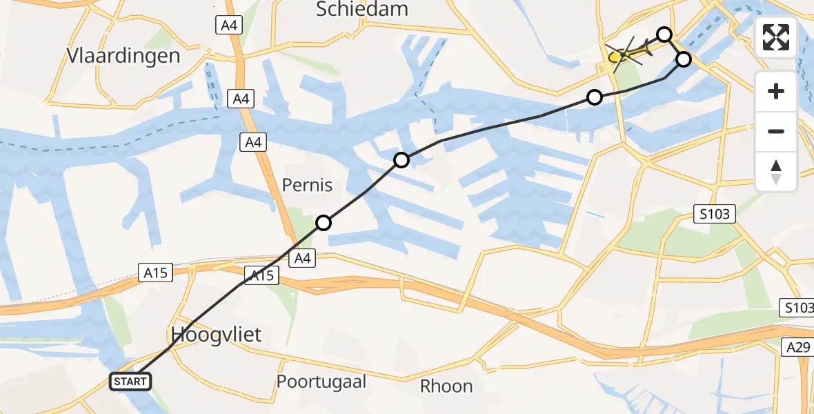 Routekaart van de vlucht: Lifeliner 1 naar Erasmus MC