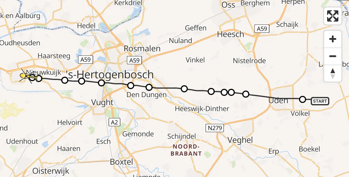 Routekaart van de vlucht: Lifeliner 3 naar Drunen