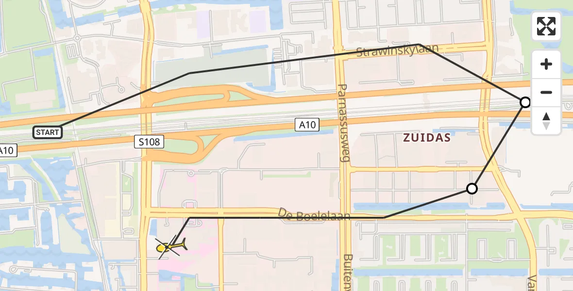Routekaart van de vlucht: Lifeliner 1 naar VU Medisch Centrum Amsterdam