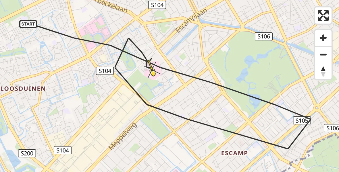 Routekaart van de vlucht: Lifeliner 2 naar Den Haag