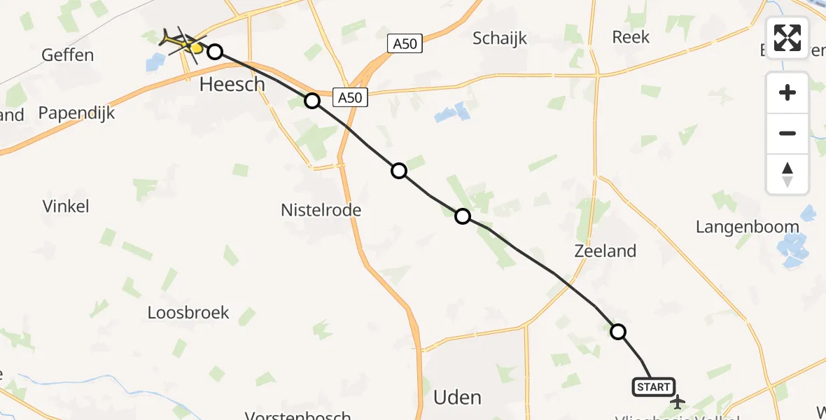 Routekaart van de vlucht: Lifeliner 3 naar Oss