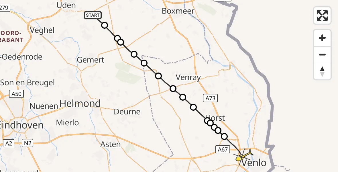 Routekaart van de vlucht: Lifeliner 3 naar Venlo